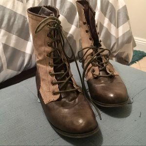 Forever 21 Steampunk-Style Brown Lace-Up Boots